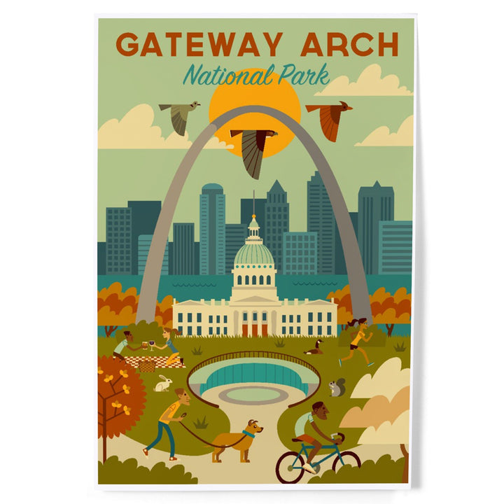 Gateway Arch National Park, Missouri, Geometric National Park Series, Art & Giclee Prints - Lantern Press