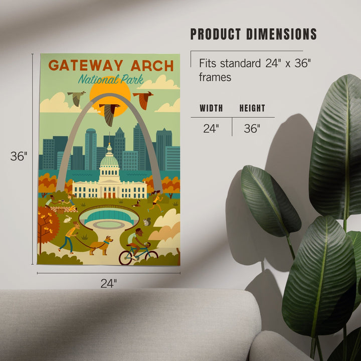 Gateway Arch National Park, Missouri, Geometric National Park Series, Art & Giclee Prints - Lantern Press
