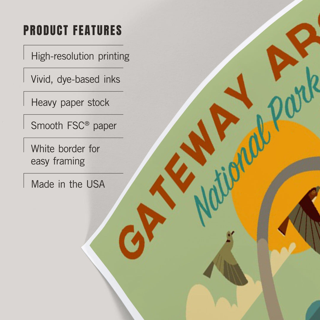 Gateway Arch National Park, Missouri, Geometric National Park Series, Art & Giclee Prints - Lantern Press