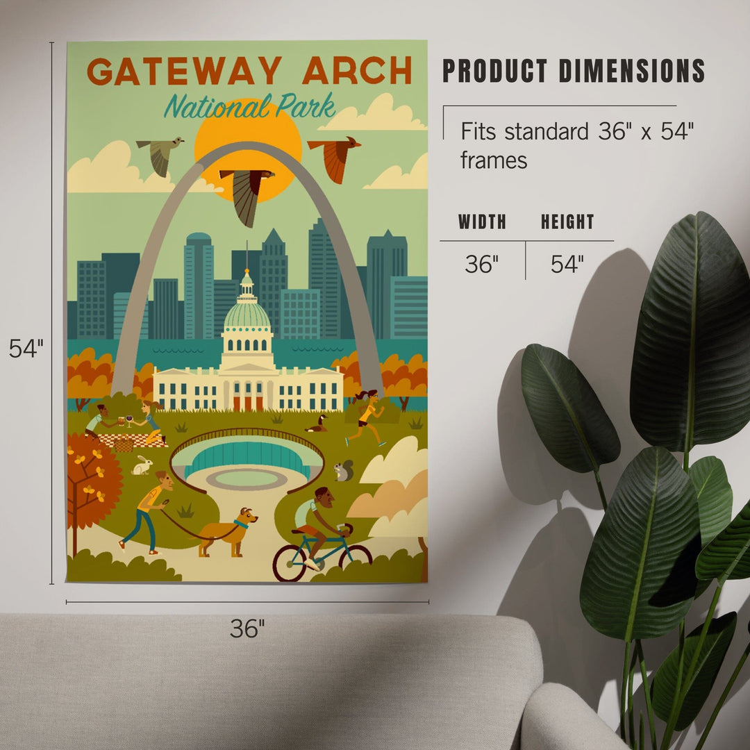 Gateway Arch National Park, Missouri, Geometric National Park Series, Art & Giclee Prints - Lantern Press
