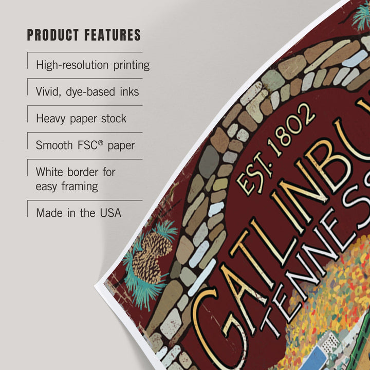 Gatlinburg, Tennessee, Trolley Vintage Sign, Art & Giclee Prints - Lantern Press