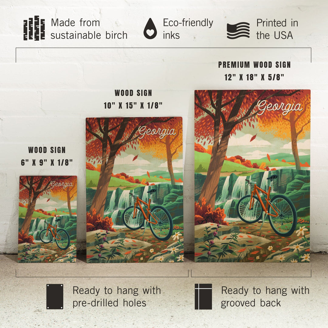 Georgia, Off To Wander, Cycling with Hills, Wood Signs and Postcards Wood Lantern Press