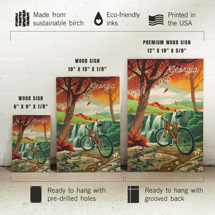 Georgia, Off To Wander, Cycling with Hills, Wood Signs and Postcards Wood Lantern Press