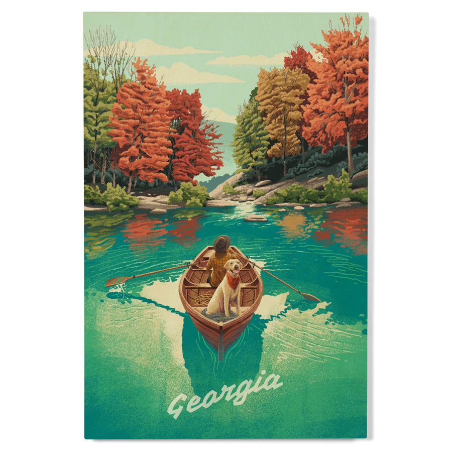 Georgia, Quiet Explorer, Boating, Mountain, Wood Signs and Postcards Wood Lantern Press