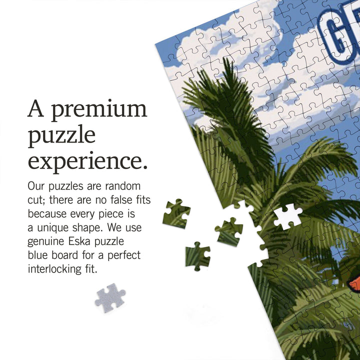 Georgia, Signpost, Coast Beach with Palms, Jigsaw Puzzle Puzzle Lantern Press