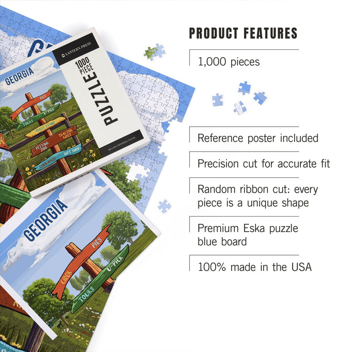 Georgia, Signpost, Orchard, Jigsaw Puzzle Puzzle Lantern Press