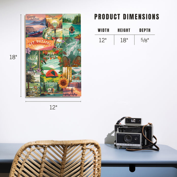 Get Outside Series Collage, Wood Signs and Postcards Wood Lantern Press