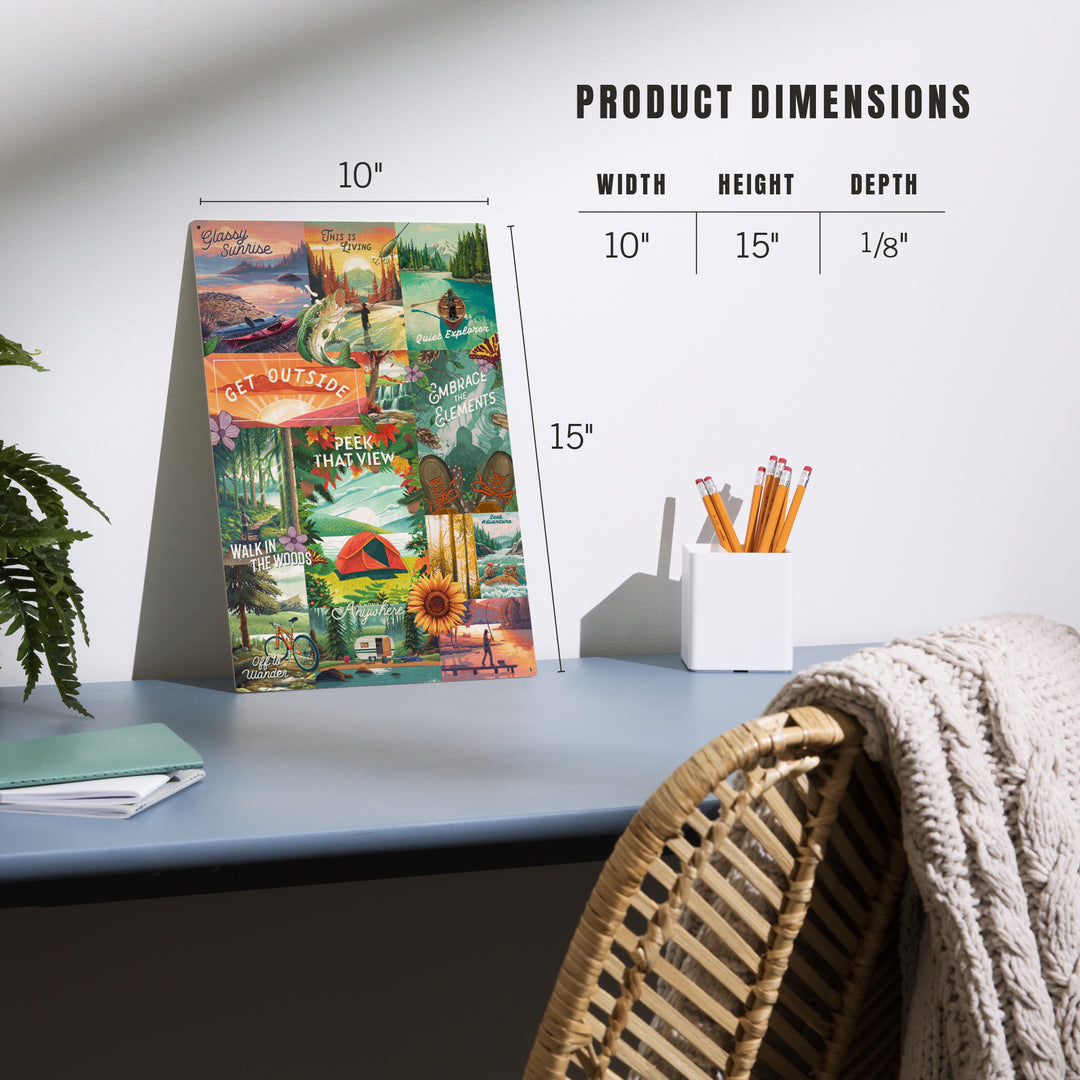 Get Outside Series Collage, Wood Signs and Postcards Wood Lantern Press