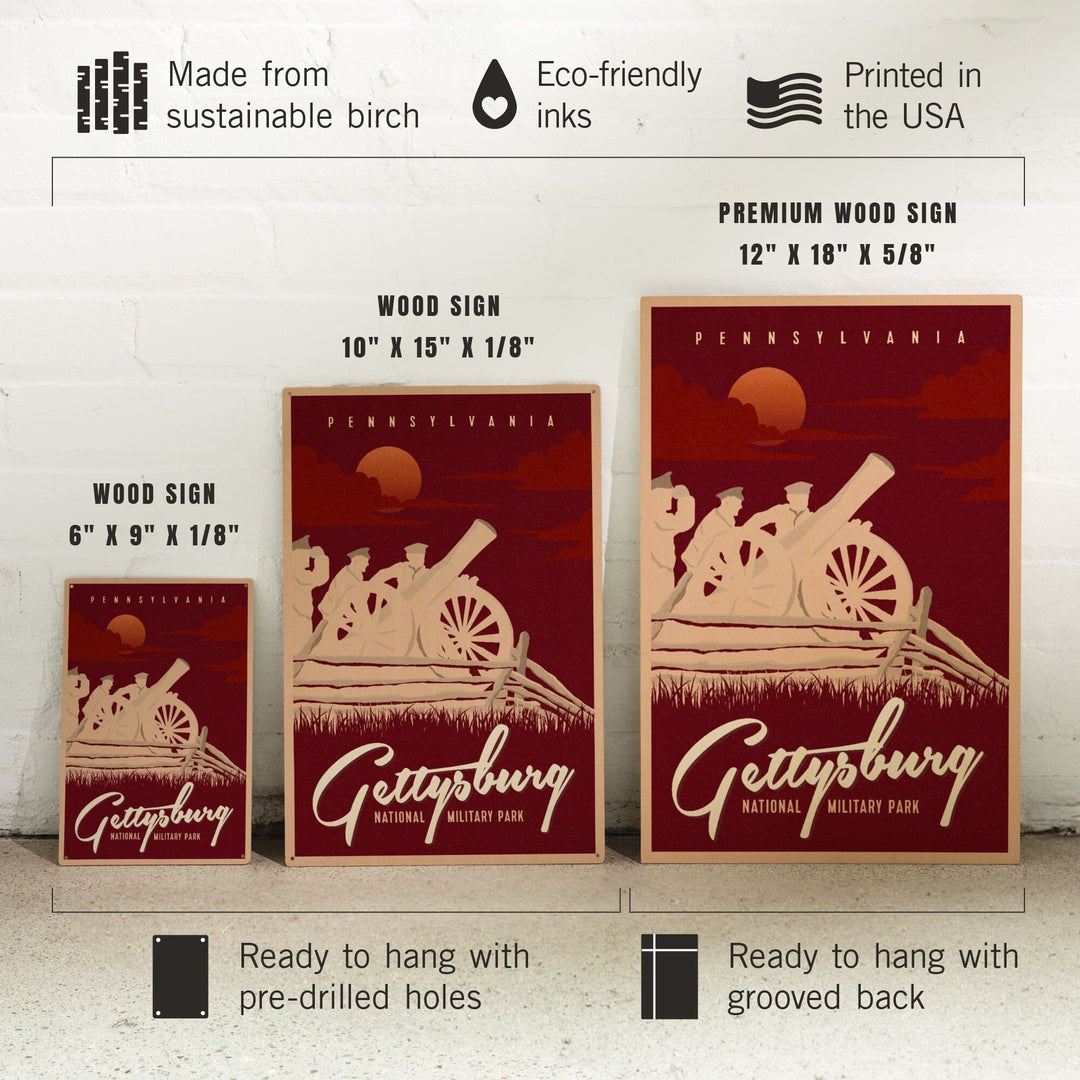 Gettysburg National Military Park, Pennsylvania, Soldiers and Cannons, Wood Signs and Postcards Wood Lantern Press