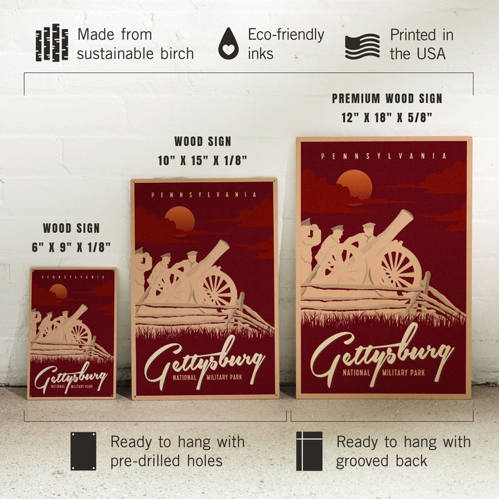 Gettysburg National Military Park, Pennsylvania, Soldiers and Cannons, Wood Signs and Postcards Wood Lantern Press