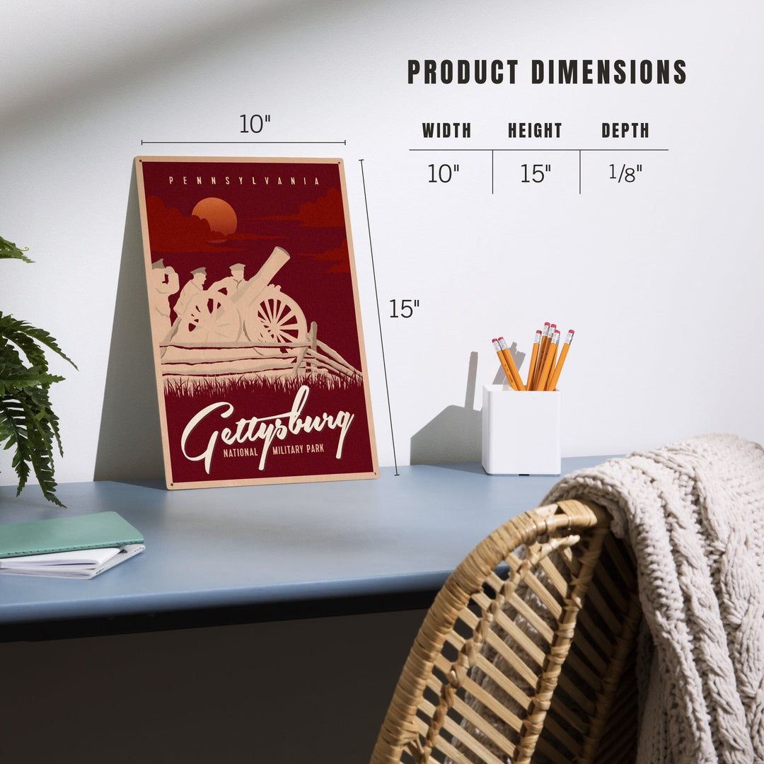 Gettysburg National Military Park, Pennsylvania, Soldiers and Cannons, Wood Signs and Postcards Wood Lantern Press