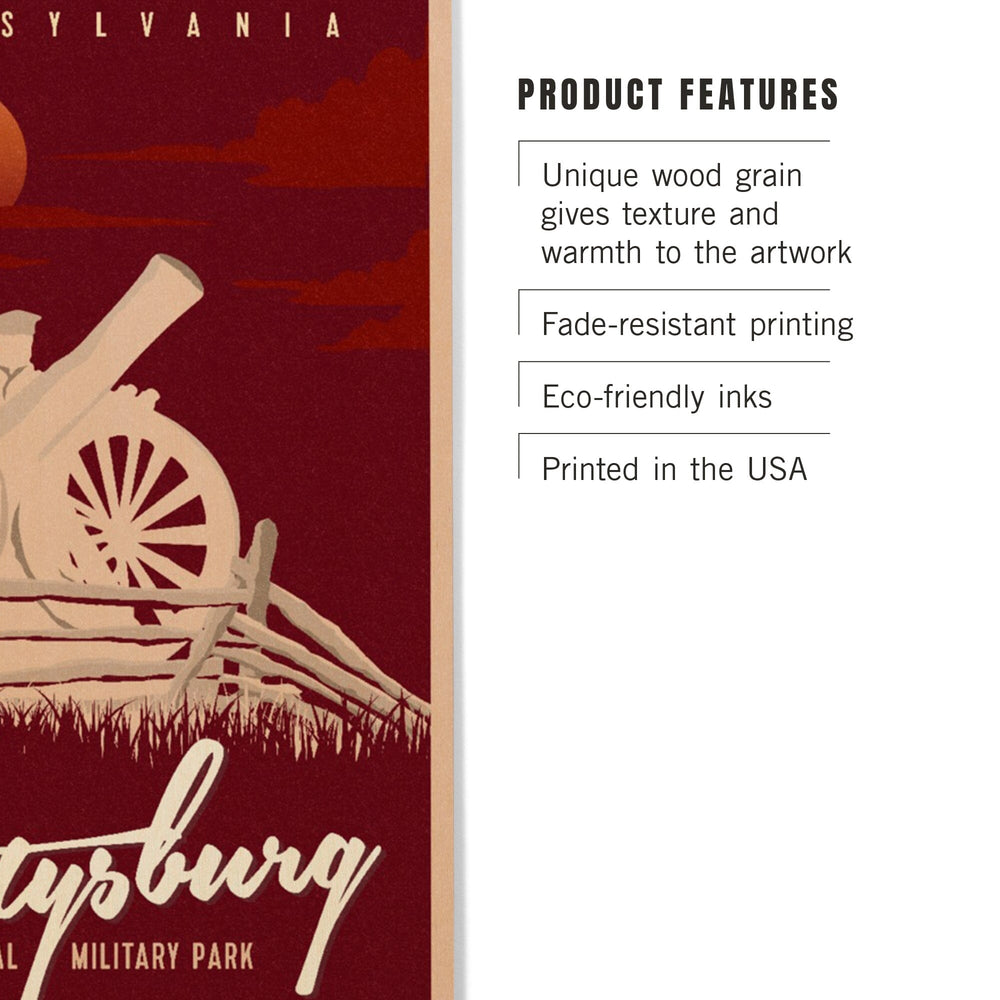 Gettysburg National Military Park, Pennsylvania, Soldiers and Cannons, Wood Signs and Postcards Wood Lantern Press