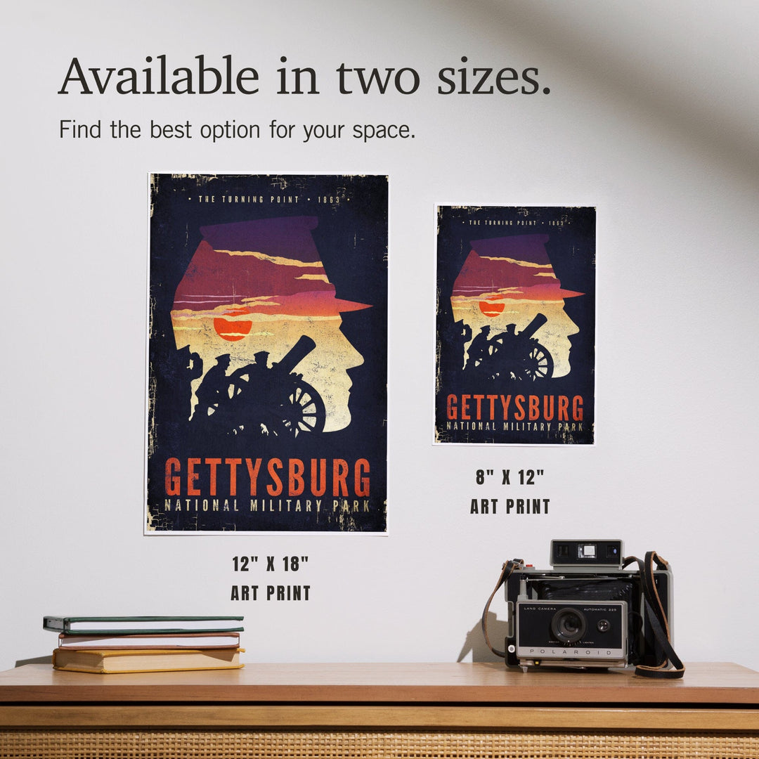 Gettysburg National Military Park, Pennsylvania, The Turning Point, Soldiers and Cannons, Art & Giclee Prints Art Lantern Press