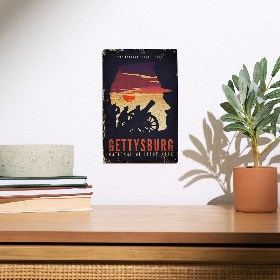 Gettysburg National Military Park, Pennsylvania, The Turning Point, Soldiers and Cannons, Wood Signs and Postcards Wood Lantern Press