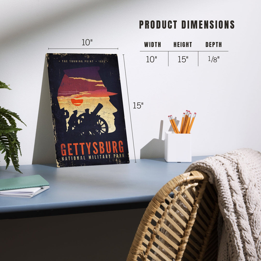 Gettysburg National Military Park, Pennsylvania, The Turning Point, Soldiers and Cannons, Wood Signs and Postcards Wood Lantern Press