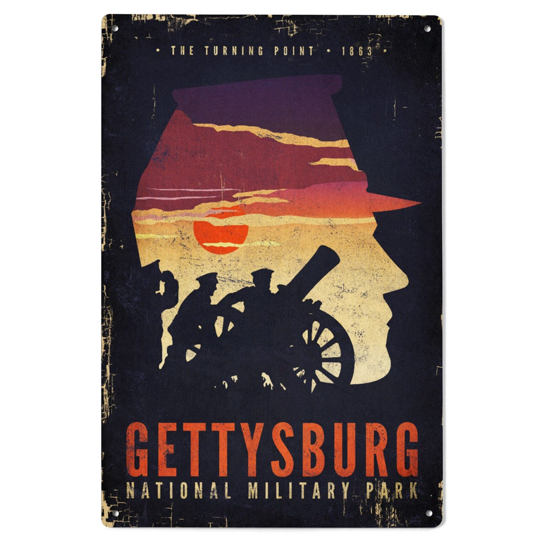 Gettysburg National Military Park, Pennsylvania, The Turning Point, Soldiers and Cannons, Wood Signs and Postcards Wood Lantern Press