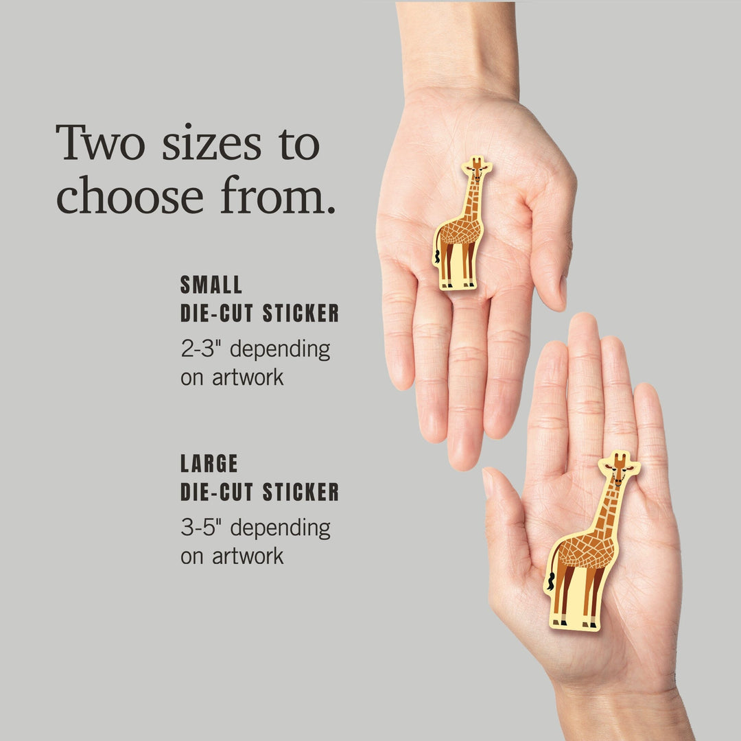 Giraffe, Geometric, Contour, Vinyl Sticker Sticker Lantern Press