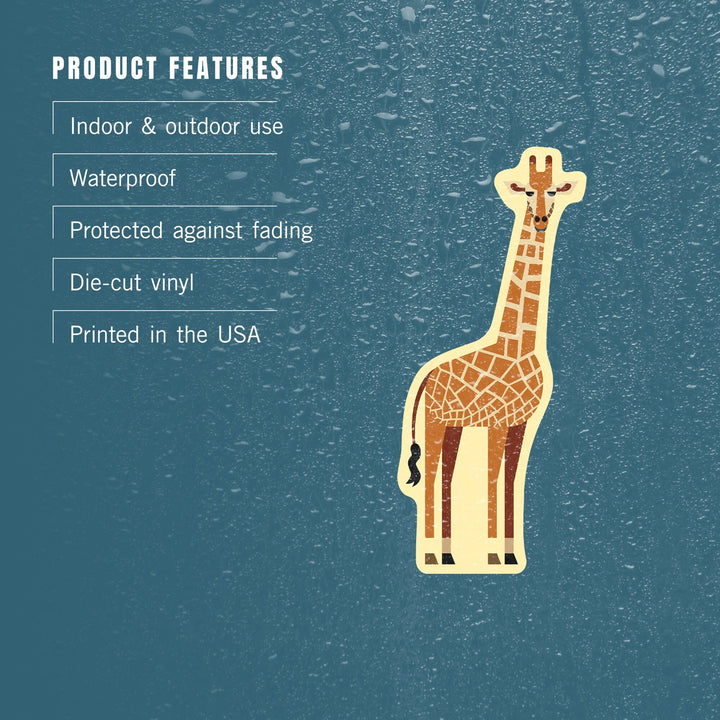 Giraffe, Geometric, Contour, Vinyl Sticker Sticker Lantern Press
