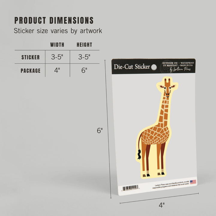 Giraffe, Geometric, Contour, Vinyl Sticker Sticker Lantern Press