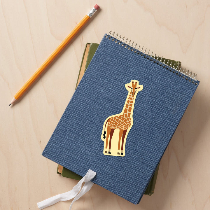 Giraffe, Geometric, Contour, Vinyl Sticker Sticker Lantern Press