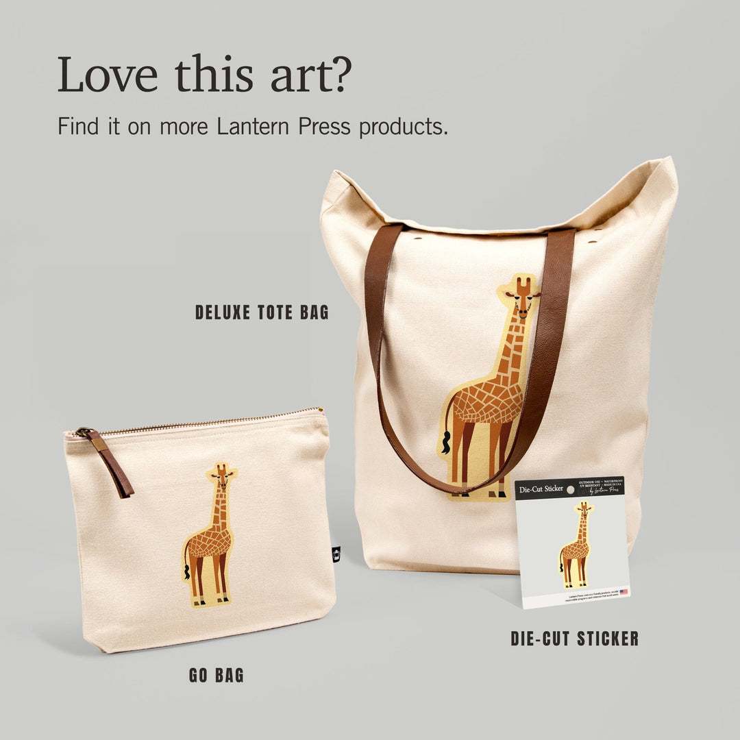 Giraffe, Geometric, Contour, Vinyl Sticker Sticker Lantern Press