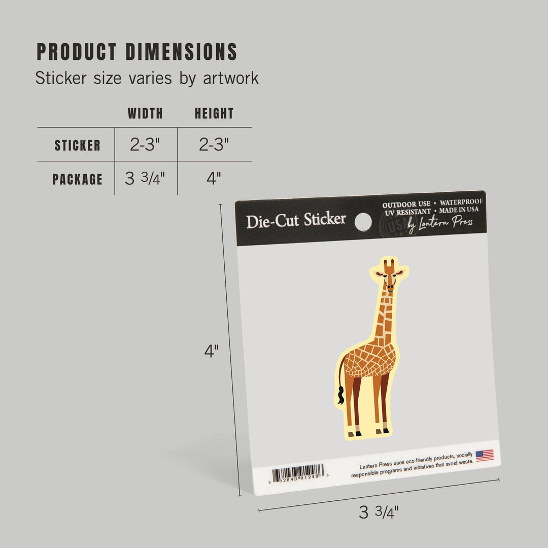 Giraffe, Geometric, Contour, Vinyl Sticker Sticker Lantern Press