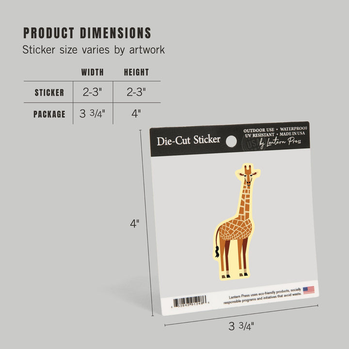 Giraffe, Geometric, Contour, Vinyl Sticker Sticker Lantern Press