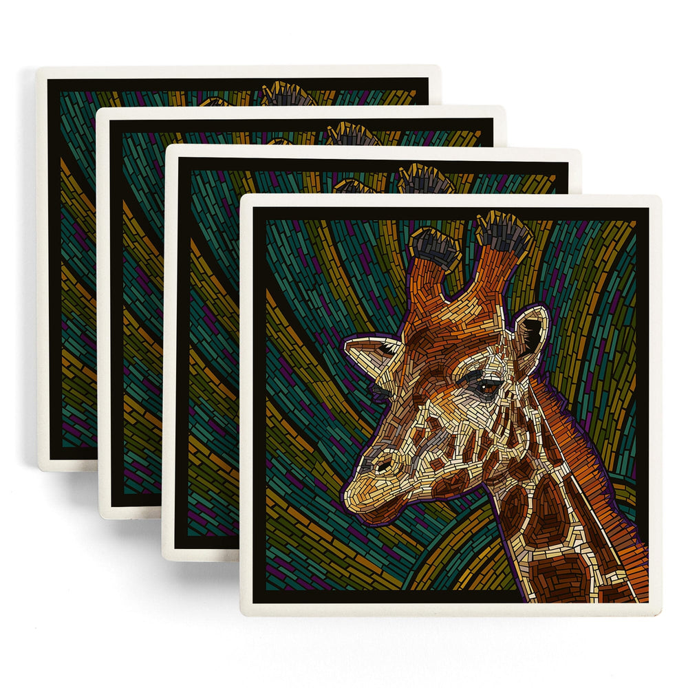 Giraffe, Paper Mosaic, Coasters Coasters Lantern Press