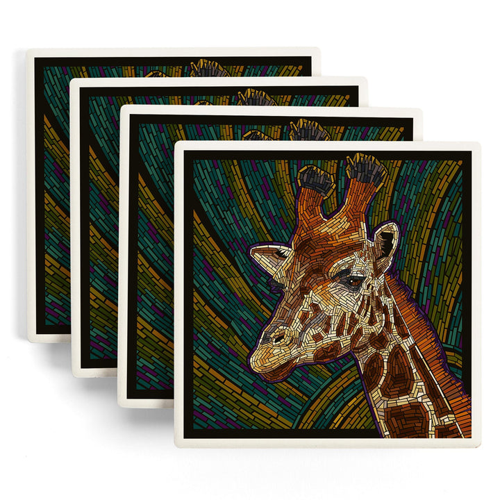Giraffe, Paper Mosaic, Coasters Coasters Lantern Press