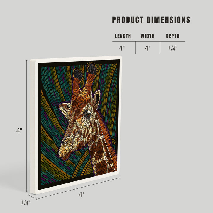 Giraffe, Paper Mosaic, Coasters Coasters Lantern Press