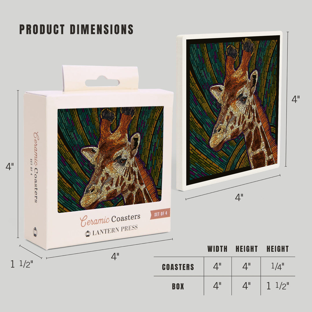 Giraffe, Paper Mosaic, Coasters Coasters Lantern Press