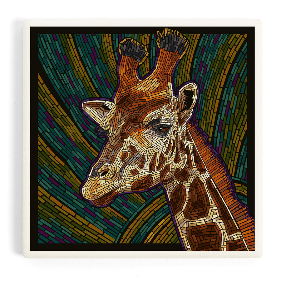 Giraffe, Paper Mosaic, Coasters Coasters Lantern Press
