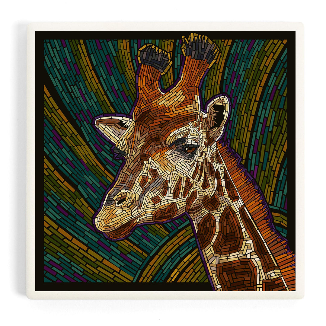 Giraffe, Paper Mosaic, Coasters Coasters Lantern Press Coaster