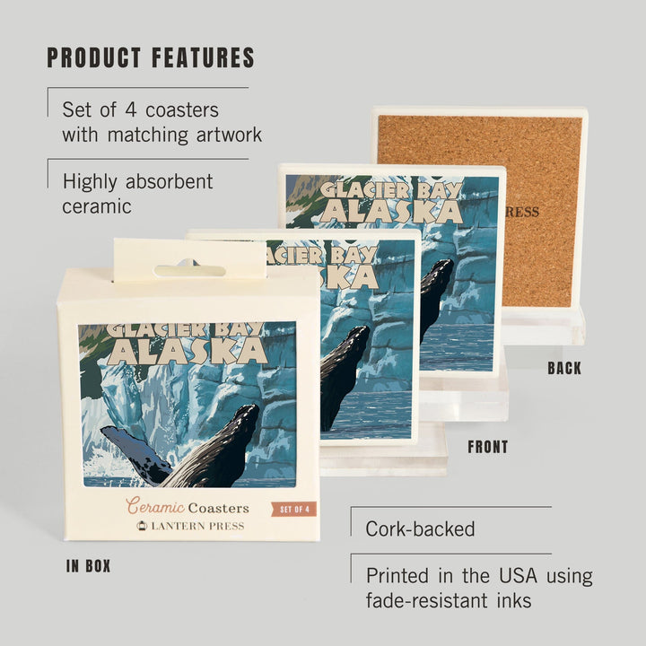 Glacier Bay, Alaska, Humpback Whale, Coasters Coasters Lantern Press