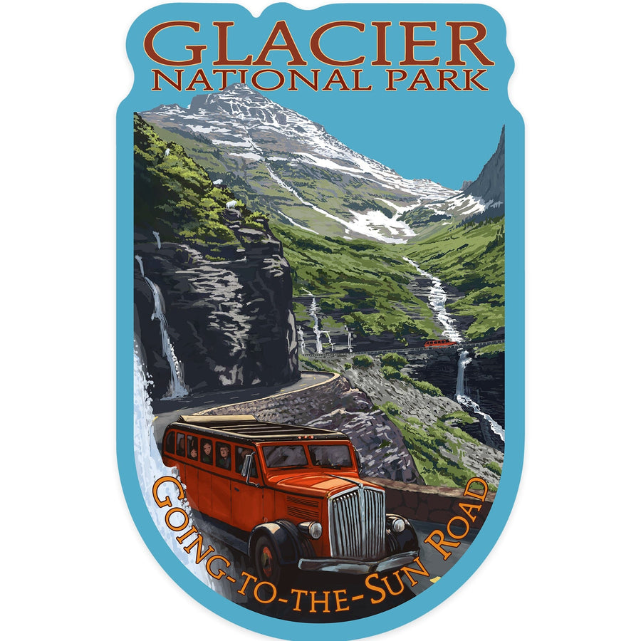 Glacier National Park, Go-To-The-Sun Road, Contour, Vinyl Sticker Sticker Lantern Press