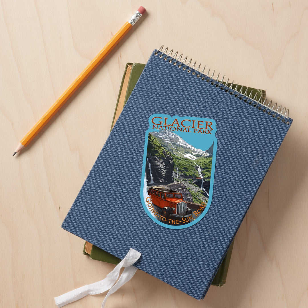 Glacier National Park, Go-To-The-Sun Road, Contour, Vinyl Sticker Sticker Lantern Press