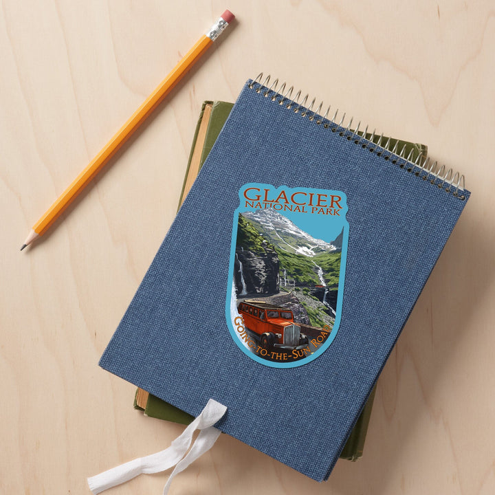 Glacier National Park, Go-To-The-Sun Road, Contour, Vinyl Sticker Sticker Lantern Press