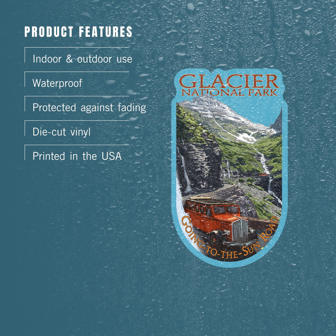 Glacier National Park, Go-To-The-Sun Road, Contour, Vinyl Sticker Sticker Lantern Press