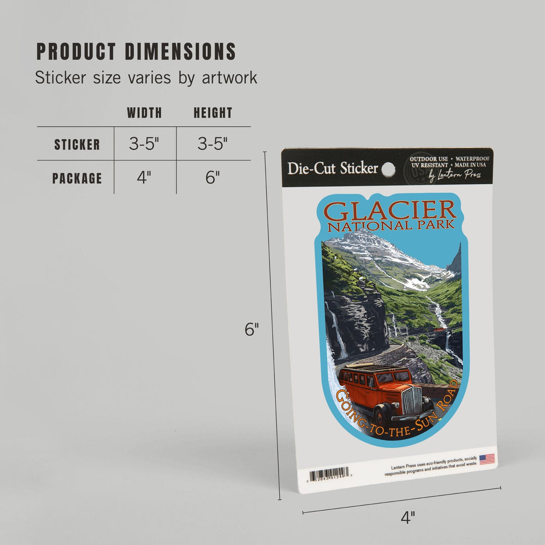 Glacier National Park, Go-To-The-Sun Road, Contour, Vinyl Sticker Sticker Lantern Press