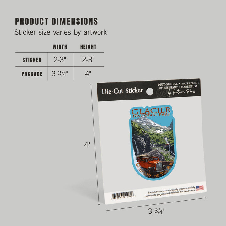 Glacier National Park, Go-To-The-Sun Road, Contour, Vinyl Sticker Sticker Lantern Press
