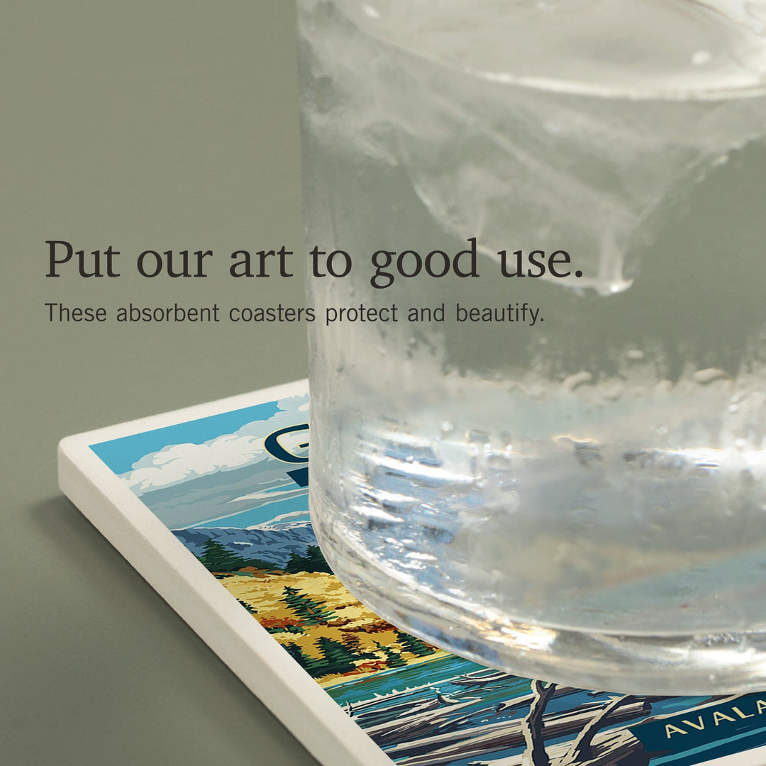 Glacier National Park, Montana, Avalanche Lake, Coasters Coasters Lantern Press