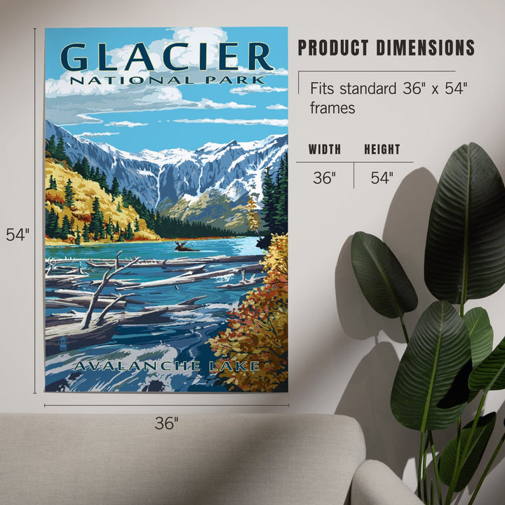 Glacier National Park, Montana, Avalanche Lake Illustration, Art & Giclee Prints - Lantern Press