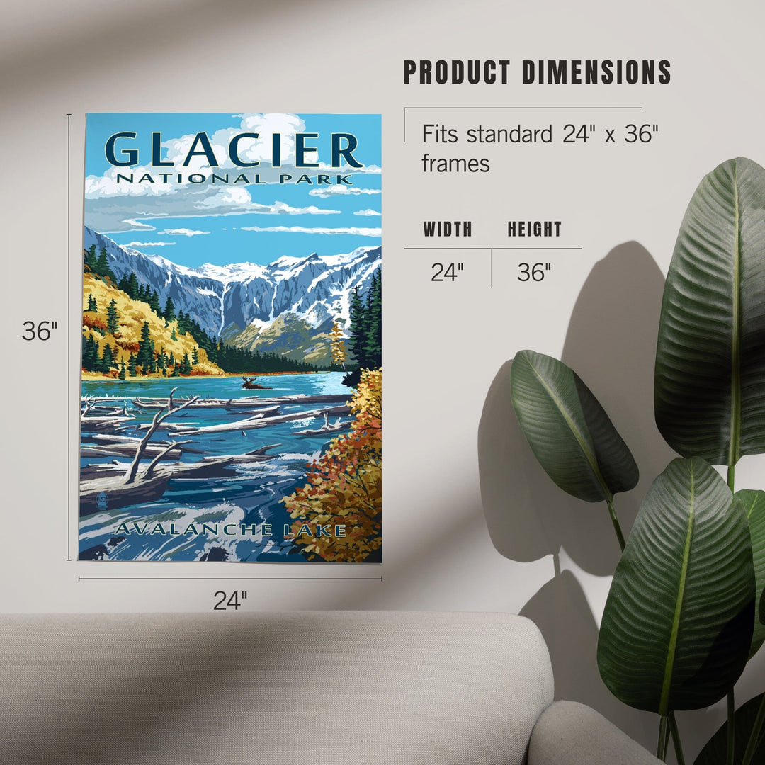 Glacier National Park, Montana, Avalanche Lake Illustration, Art & Giclee Prints - Lantern Press
