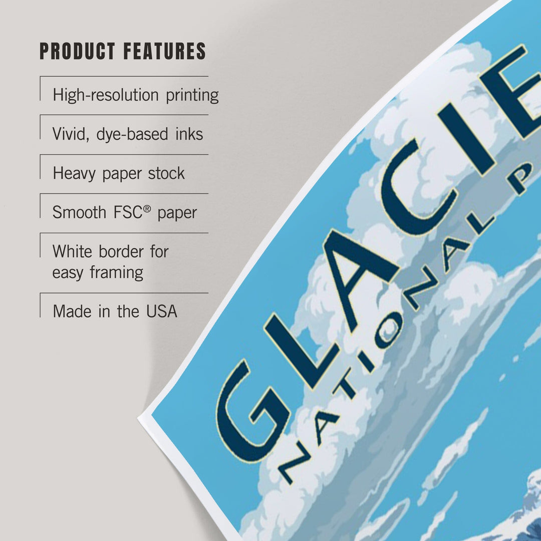 Glacier National Park, Montana, Avalanche Lake Illustration, Art & Giclee Prints - Lantern Press