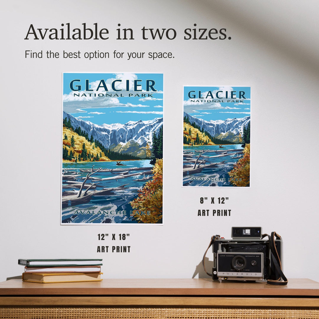 Glacier National Park, Montana, Avalanche Lake Illustration, Art & Giclee Prints - Lantern Press
