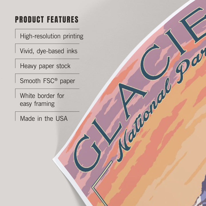 Glacier National Park, Montana, Bear and Spring Flowers, Mountains, Art & Giclee Prints - Lantern Press