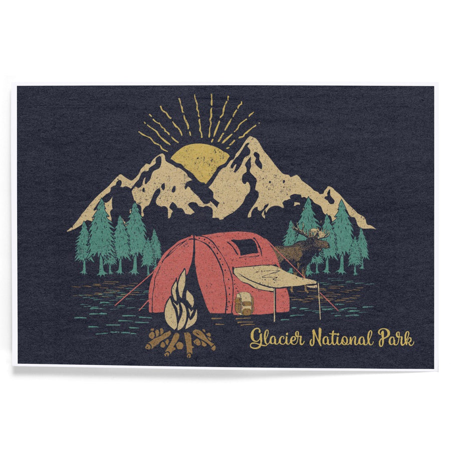 Glacier National Park, Montana, Camping Scene, Art & Giclee Prints Art Lantern Press