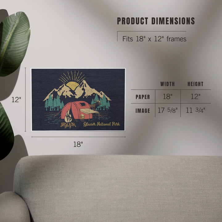 Glacier National Park, Montana, Camping Scene, Art & Giclee Prints Art Lantern Press