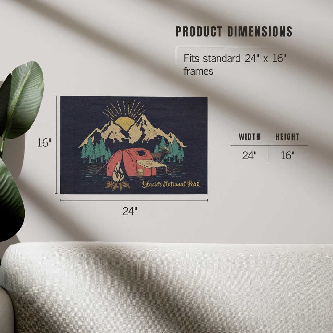 Glacier National Park, Montana, Camping Scene, Art & Giclee Prints Art Lantern Press