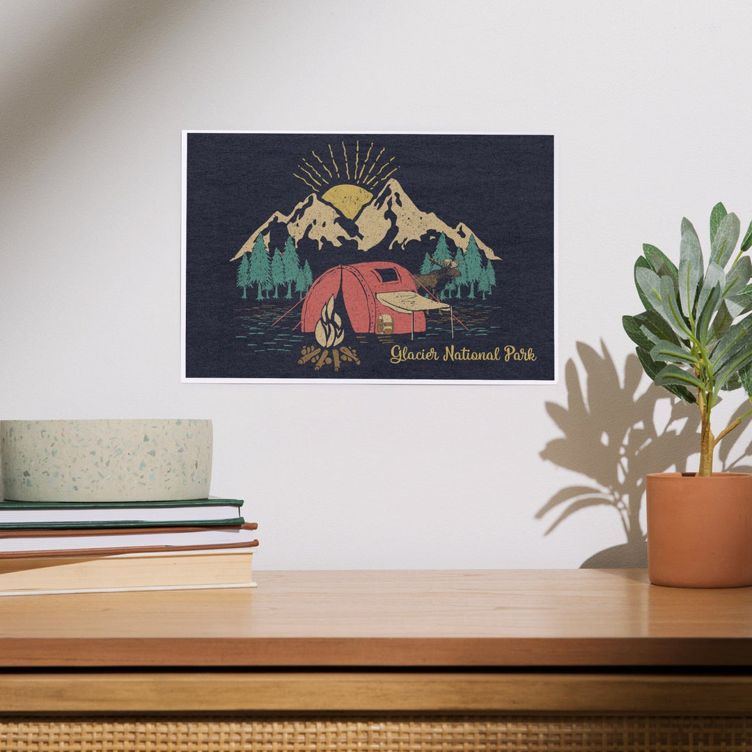 Glacier National Park, Montana, Camping Scene, Art & Giclee Prints Art Lantern Press